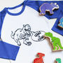 Personalised Dinosaur Birthday Raglan Top/T Shirt, thumbnail 1 of 3