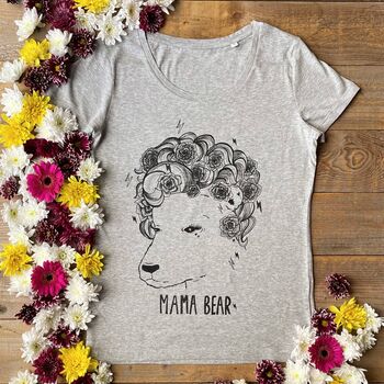 Mama Bear Flowers Women's Organic T Shirt, 2 of 4