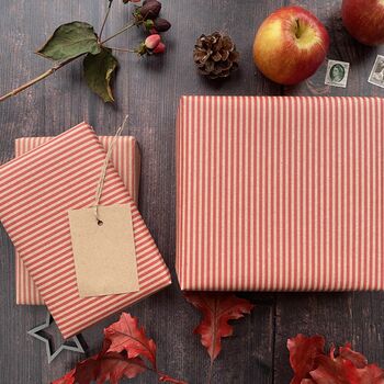 Red Stripe Paper Fibre Wrapping Paper Set, 11 of 12