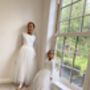 Long Sleeve Lace Flower Girl Dress – Heart Back Tulle Dress For Communion And Christening UK Handmade, thumbnail 5 of 9