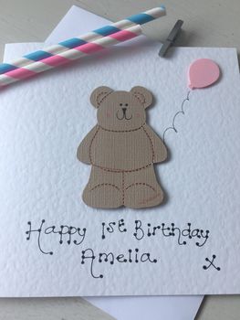 Personalised First Birthday Teddy Card, 2 of 4