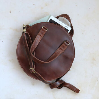 Leather Circle Top Handle Shoulder Bag, 2 of 5