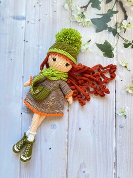 Handmade Curly Ginger Hair Crochet Doll For Kids, 11 of 11