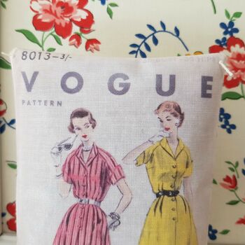 Vintage Sewing Pattern Fabric Fragranced Gift Pillow, 6 of 7