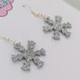 Snowflake Glitter Christmas Resin Earrings Gold And Silver, thumbnail 4 of 8