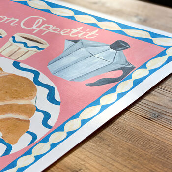 Bon Appétit Kitchen Wall Art | Hand Painted Breakfast Print, 4 of 12