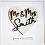 Mr And Mrs Wooden Heart Personalised Wedding Print, thumbnail 2 of 4