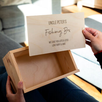 Personalised Fishing Storage Box With Sliding Lid Gift, 3 of 4