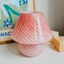 Pink Murano 70s Style Mushroom Stripe Glass Table Lamp, thumbnail 1 of 5