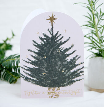 Christmas Tree Gold Foil Christmas Card, 2 of 2