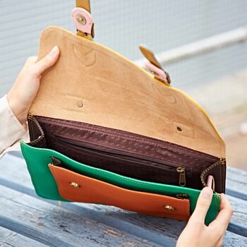 Multicoloured Recycled Leather Satchel, 3 of 11