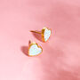 Mother Of Pearl Gold Plated Heart Earring Studs, thumbnail 4 of 6