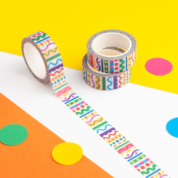 Colourful Patterned Washi Tape Set Of Three, 4 of 4