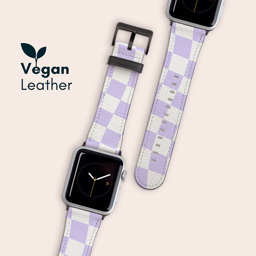 Purple Wavy Check Vegan Leather Apple Watch Band, 1 of 6
