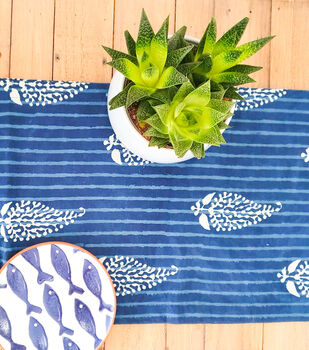 Indigo Placemats Set, Block Print Handmade In India, 2 of 8