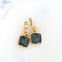 The Square Emerald Gold Plated Gemstone Earrings, thumbnail 4 of 5