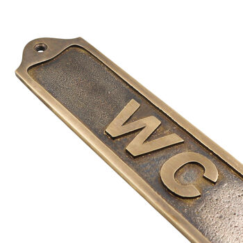Custom Wc Sign Brass Plaque With Vintage Finish, 3 of 11
