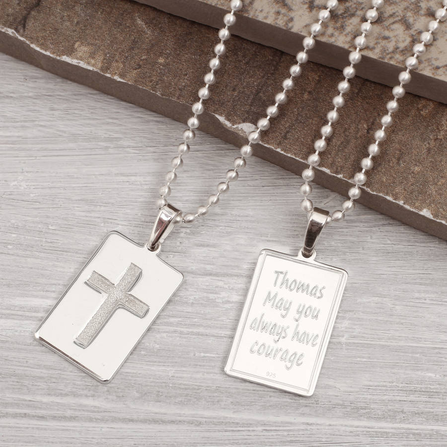 mens personalised crucifix dog tag necklace by hurleyburley man ...
