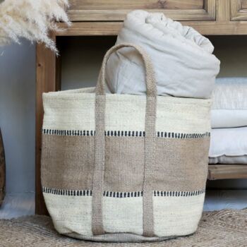 Large Jute Striped Storage Basket, 2 of 4
