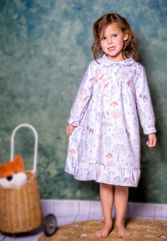 Girls Cotton Nightie Woodland Snow Forest, 2 of 7