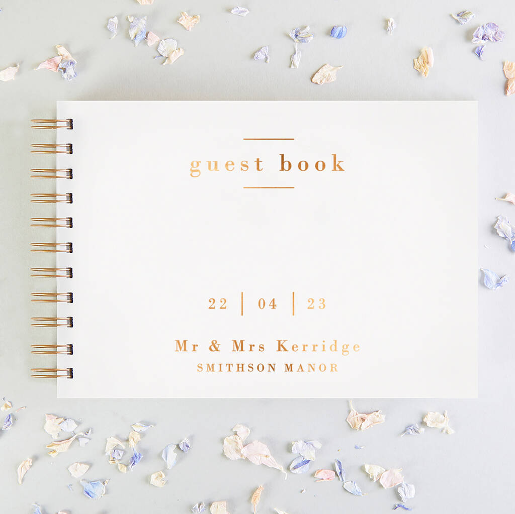 Simple Script Foil Wedding Guest Book, 1 of 6