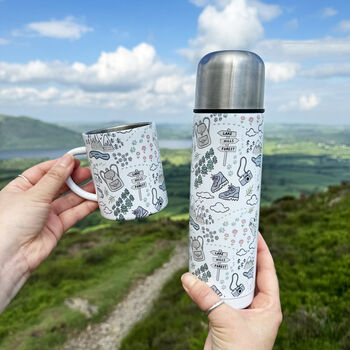 Hiking Outdoors Illustration Flask And Enamel Mug Set, 3 of 5