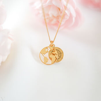 New Chapter Personalised Gift – Compass And Map Travel Necklace, 7 of 7