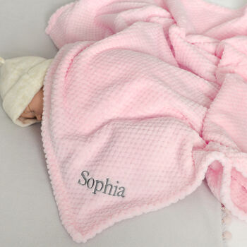 Personalised Pink Waffle Baby Blanket, 2 of 4
