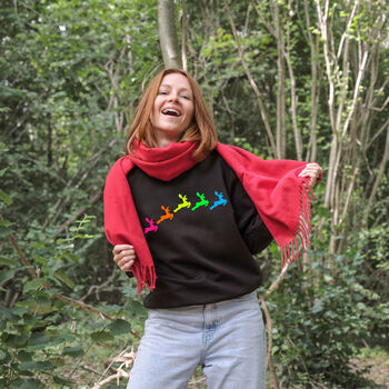 Neon Rainbow Reindeers Christmas Sweatshirt Jumper, 4 of 6