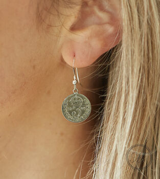 Handmade Coin Earrings With Sterling Silver Ear Wire, 7 of 10
