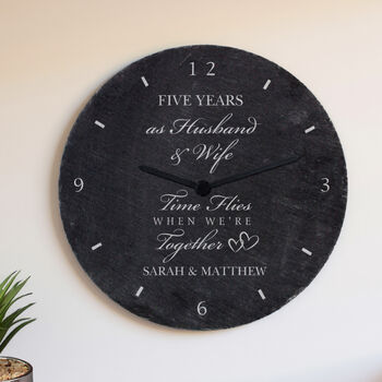 Personalised Anniversary Slate Clock, 2 of 7
