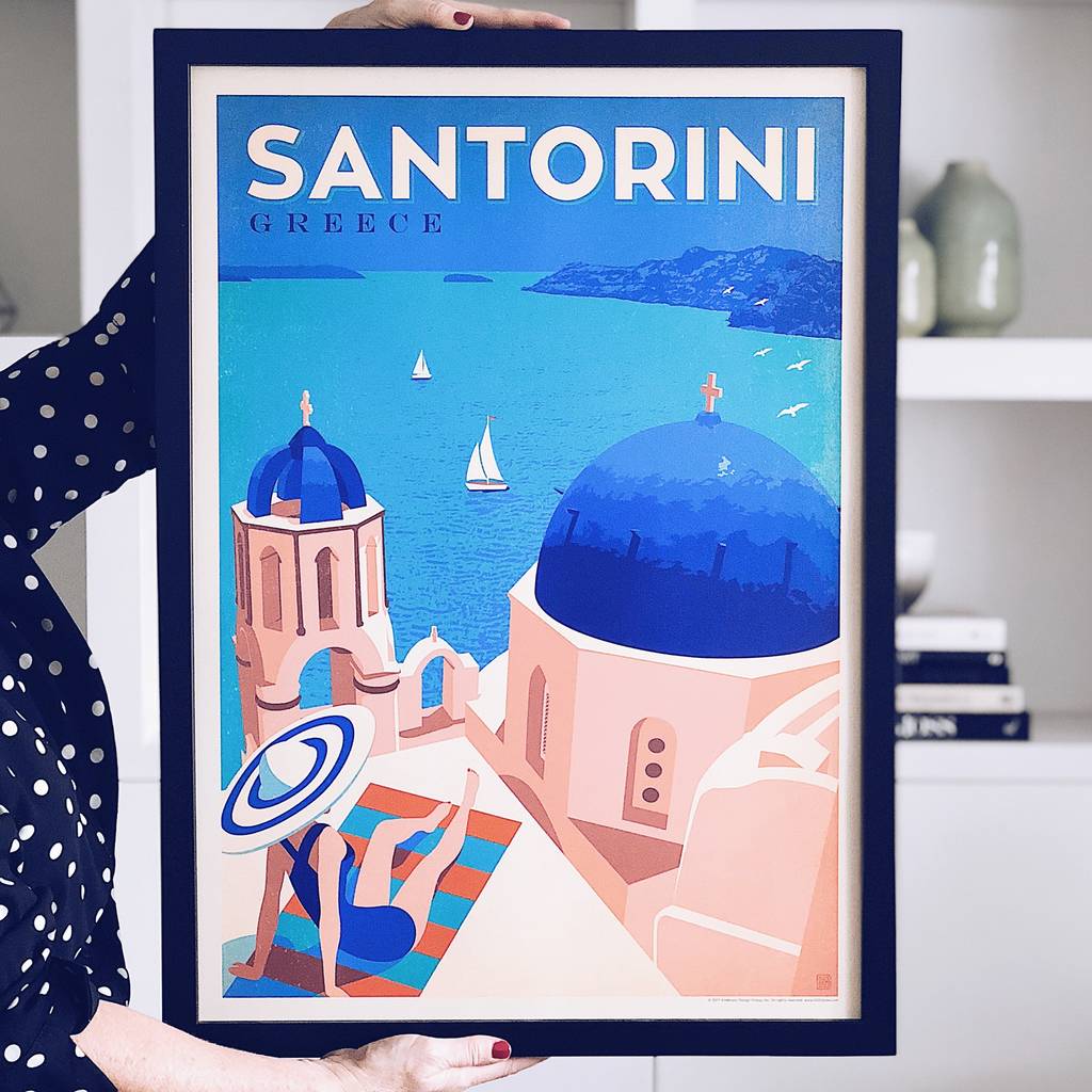 santorini, greece travel print by i heart travel art ...