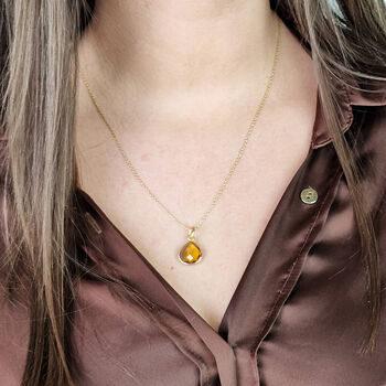 18ct Gold Plated Citrine November Birthstone Necklace, 3 of 6