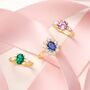 Emerald Oval Cut Three Stone Engagement Ring In Sterling Silver And Gold, thumbnail 12 of 12