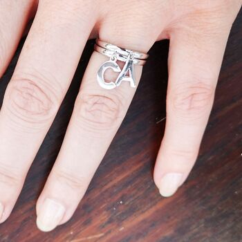 Sterling Silver Initial Letter Ring, 10 of 12