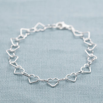Sterling Silver Mother And Daughter Heart Bracelet, 2 of 5