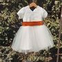 Handmade Lace Pearl Button Tutu Flower Girl Dress, thumbnail 3 of 10