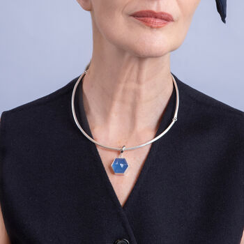 Blue Chalcedony Dome Silver Charm Clip On Pendant, 5 of 7