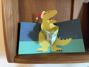 Handmade Pop Up Dinosaur Have A Roarsome Christmas Card, 3 of 3