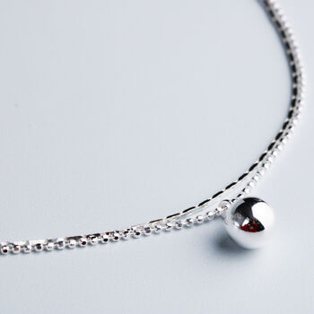 Sterling Silver Simple Double Chain Anklet, 2 of 3