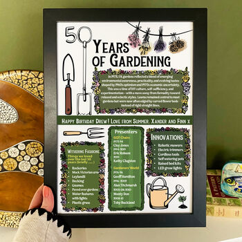 50th Birthday Gift For Gardeners Personalised Print, 5 of 8