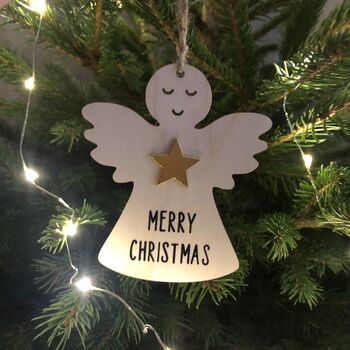 Wooden Angel Decoration Christmas Card, 2 of 3