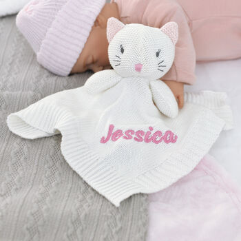 Personalised Knitted Kitten Comforter, 2 of 8