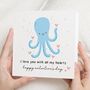 Octopus Cute Valentine's Card For Him Or Her, thumbnail 1 of 7