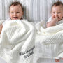 Personalised Twins White Cable Knit Pom Pom Blankets, thumbnail 1 of 9