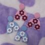 Retro Daisy Wide Arch Polymer Clay Earrings, thumbnail 1 of 3