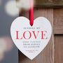 'Love Across The Miles' Personalised Heart Decoration, thumbnail 2 of 5