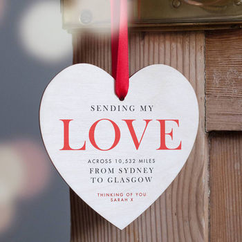 'Love Across The Miles' Personalised Heart Decoration, 2 of 5
