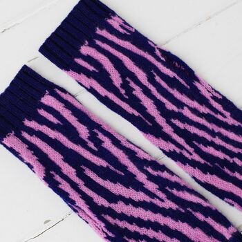 Zebra Lambswool Knitted Wrist Warmers, 9 of 12