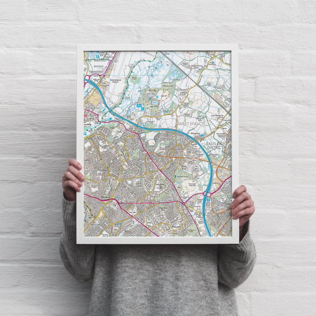 Personalised Map Of British Location, Framed By Paper Paper ...